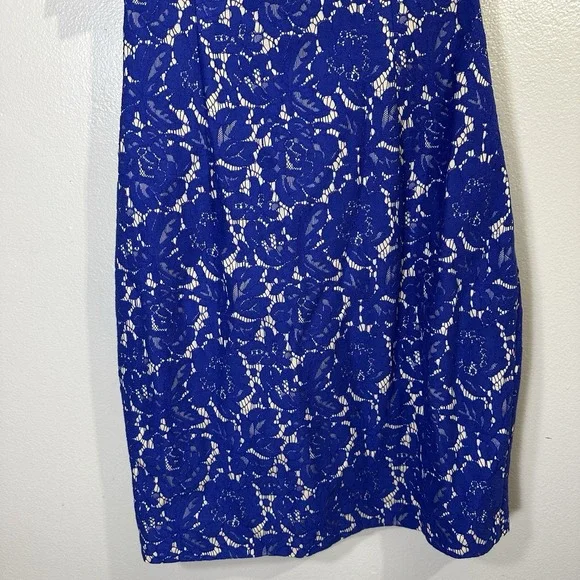 GUESS Women's Size 8 Blue Bonded Lace Cutout One Shoulder Dress NEW - Picture 13 of 14